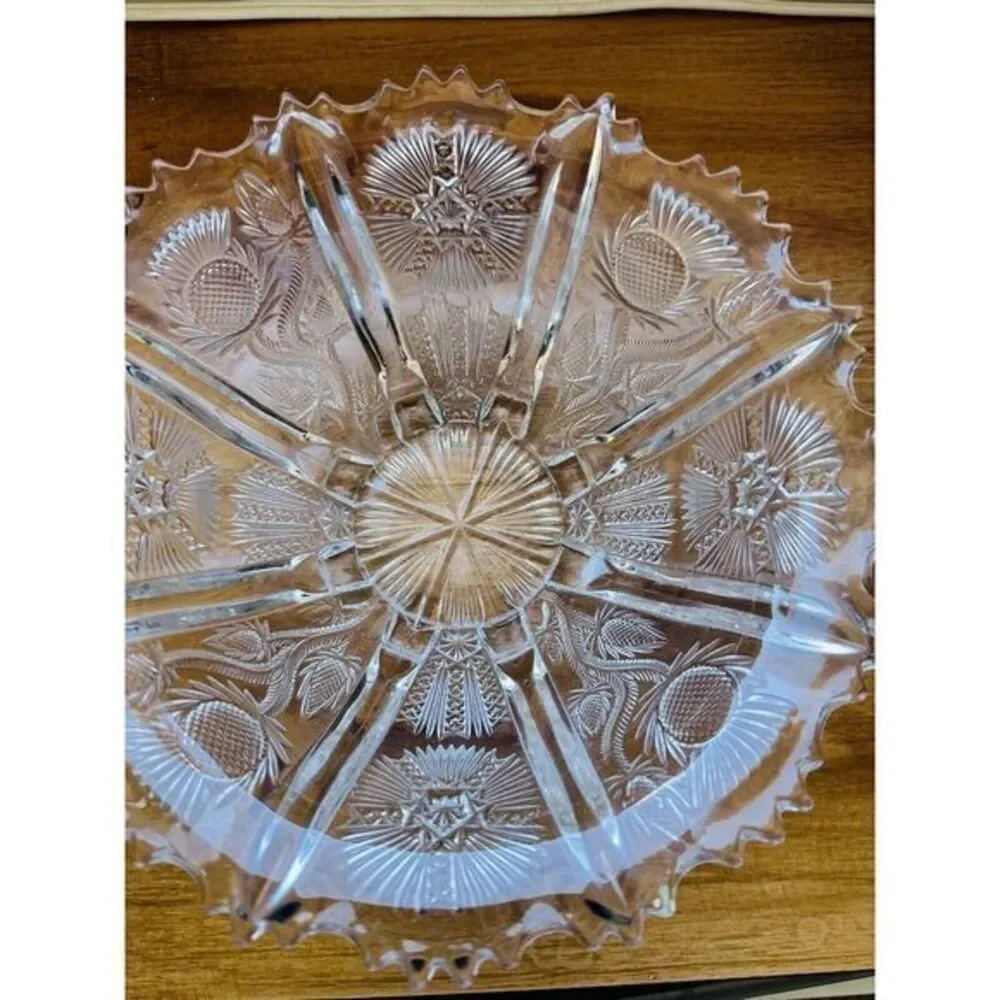 EAPG Higbee Paneled 8 Footed Paneled Thistle Pattern Serving‎ Bowl